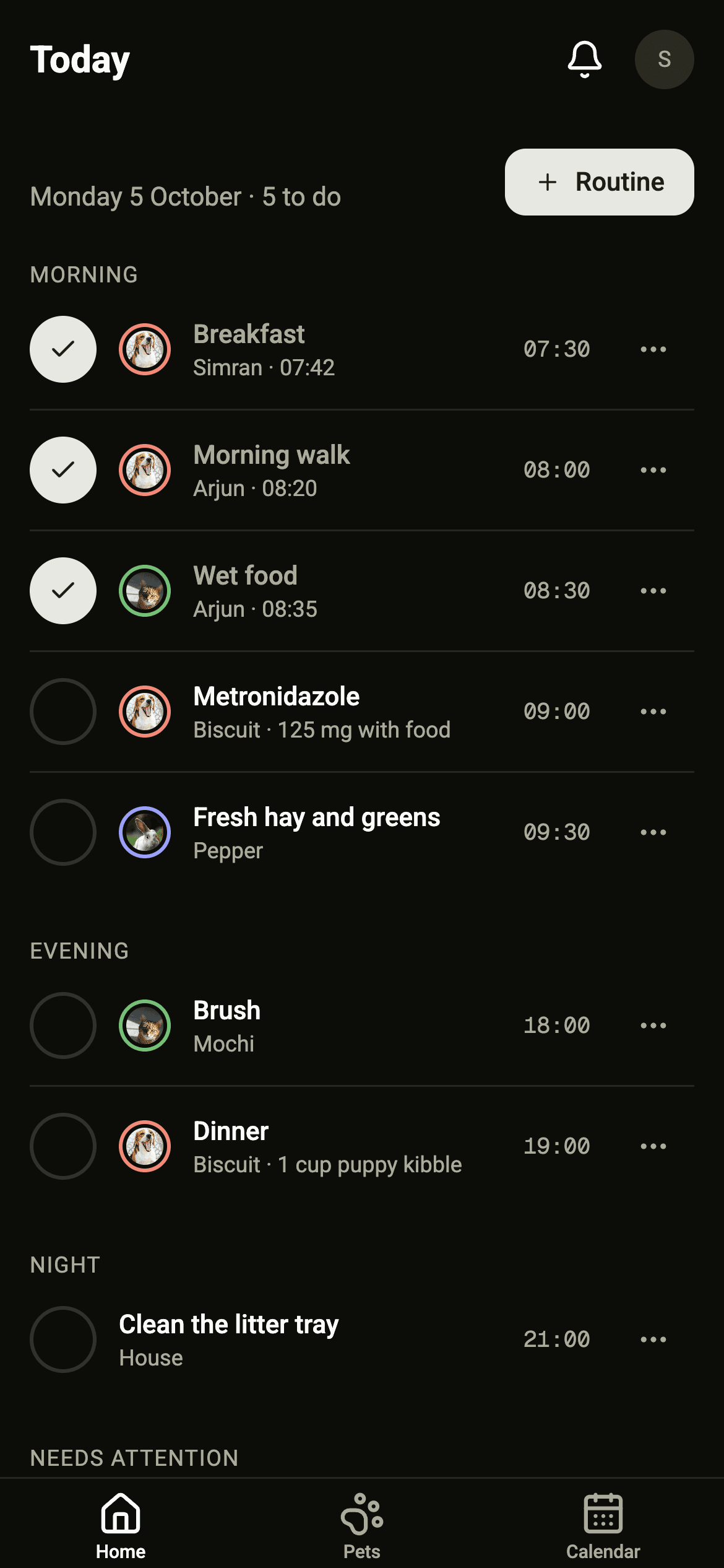 The same Today list in the Android app.